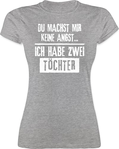 Shirt Damen - Mama - Du Machst Mir Keine Angst - Ich Habe 2 Töchter - L - Grau meliert - Geschenk für von töchtern muttertagsgeschenke Mum Papa und Tshirt muttertagsgeschenk mütter t-Shirt von Shirtracer