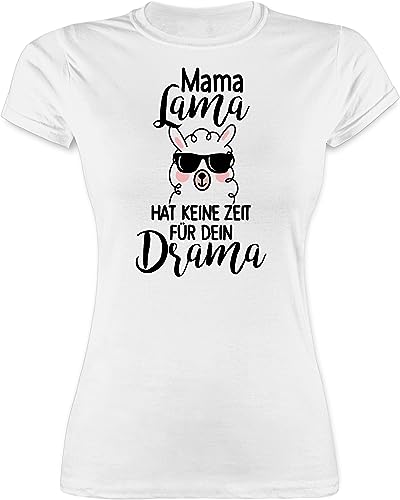 Shirt Damen - Mama Lama hat Keine Zeit für Dein Drama - M - Weiß - muttertagsgeschenke Mum Tshirt muttertagsgeschenk mütter t-Shirt motherday Gift Muttertag Oberteil mutertagsgeschenke Mutter von Shirtracer