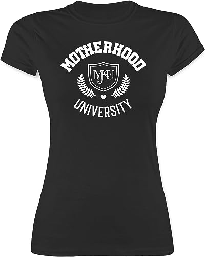 Shirt Damen - Mama - Motherhood University weiß - L - Schwarz - muttertagsgeschenke Mum Tshirt muttertagsgeschenk mütter t-Shirt motherday Gift Muttertag Oberteil mutertagsgeschenke Mutter Shirts von Shirtracer