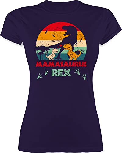 Shirt Damen - Mama Saurus Rex - Mamasaurus - L - Lila - Tshirt Dino muttertagsgeschenke Mum t-Shirt muttertagsgeschenk mütter Oberteil motherday Gift Muttertag Shirts mutertagsgeschenke Mutter von Shirtracer
