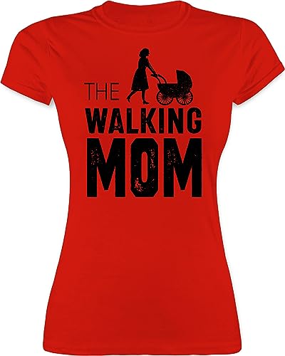 Shirt Damen - Mama - The Walking Mom - Mütter Kinderwagen Geschenk Geburt Lustig - M - Rot - Tshirt muttertagsgeschenke Mum Mutter t-Shirt muttertagsgeschenk Muttertag Best Funshirts für Frauen von Shirtracer