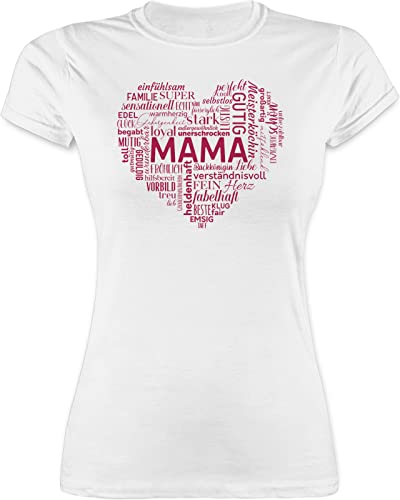 Shirt Damen - Mama Wortwolke Herz - S - Weiß - Fuer Mutter Tshirt zum Muttertag mütter Geschenke muttertagsgeschenk personalisiert muttertaggeschenke mämä Mami 2024 mutterzagsgeschenke von Shirtracer