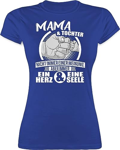 Shirt Damen - Mama & Tochter Immer EIN Herz & eine Seele - S - Royalblau - Mutter Partnerlook für Frauen t-Shirt mom Mutti t Shirts Mothers Day Gift Mami Tshirts muttertaggeschenk muttertags von Shirtracer