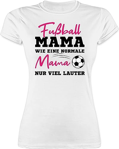 Shirt Damen - Fußball Mama wie eine Normale Mama nur viel lauter - XL - Weiß - Mutter Tshirt Frauen mom t-Shirts muttertagsgeschenke Shirts Muttertag 2024 t-Shirt muttertags t Mum Mommy Mutti von Shirtracer