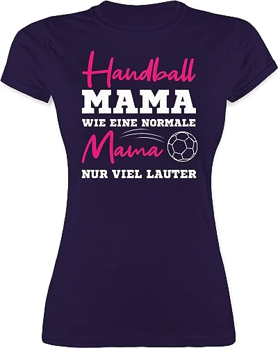 Shirt Damen - Handball Mama wie eine Normale Mama nur viel lauter weiß - XXL - Lila - ich Bin Tshirt mädchen Muttertag könnte etwas Werden leiberl Geschenk Fuer Mutter laut t-Shirt Mami 2024 von Shirtracer