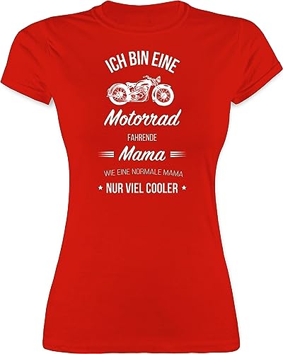 Shirt Damen - Ich Bin eine Motorrad fahrende Mama - XXL - Rot - Frau Tshirt Geschenk Fuer Mutter t-Shirt Frauen Geschenke für t Shirts Tshirts t-Shirts an mom Mum sprüche tishrtt muttertags Mutti von Shirtracer