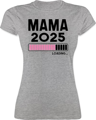 Shirt Damen - Mama Loading 2025 - Werdende Mutti Mutter - M - Grau meliert - Kleidung schwanger muttertagsgeschenke Mum Schwangere Tshirt muttertagsgeschenk mütter Schwangerschaft t-Shirt von Shirtracer