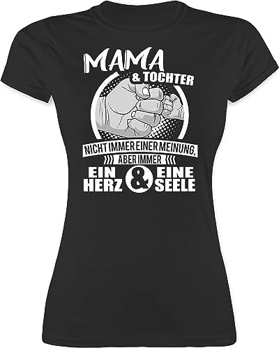 Shirt Damen - Mama & Tochter Immer EIN Herz & eine Seele - M - Schwarz - t Shirts Mutter Tshirt Frauen Mami leiberl muttertags Oberteil Mommy t-Shirt mütter Geschenke Tshirts für Tag 2024 schöne von Shirtracer