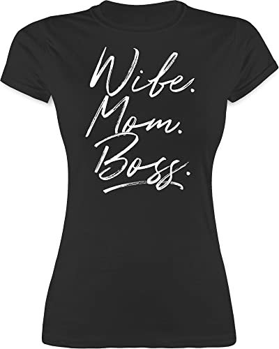Shirt Damen - Momlife - Wife Mom Boss. Best Mom Muttertagsgeschenke Super Mama Beste Mom Life - M - Schwarz - muttertagsgeschenk Mum Tshirt motherday Gift mütter t-Shirt mutertagsgeschenke von Shirtracer
