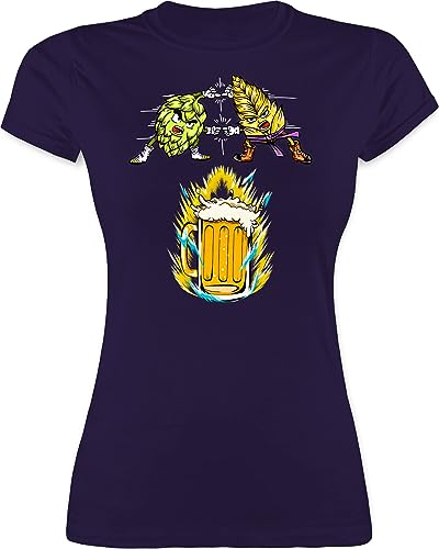 Shirt Damen - Nerd Geschenke - Bier Fusion - Hopfen & Malz - M - Lila - geekshirt zocker und Tshirt auf Geek t zocken t-Shirt Gamer Shirts Nerds Tshirts Geeks nerdgeschenk Gaming nerdige von Shirtracer