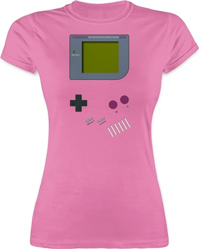 Shirt Damen - Karneval & Fasching - Gameboy - XL - Rosa - witzige Faschings 90er Jahre Outfit Tshirt Geschenk für Nerds karnevalsshirts fasnachts Party 90 t-Shirt Baumwolle Gamer Clothing von Shirtracer