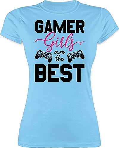 Shirt Damen - Nerd Geschenke - Gamer Girls Are The Best - S - Hellblau - geekshirt zocker Girl Tshirt Geek t zocken Shirts Nerds t-Shirt Geeks Tshirts nerdgeschenk Gaming nerdige computerfreaks von Shirtracer