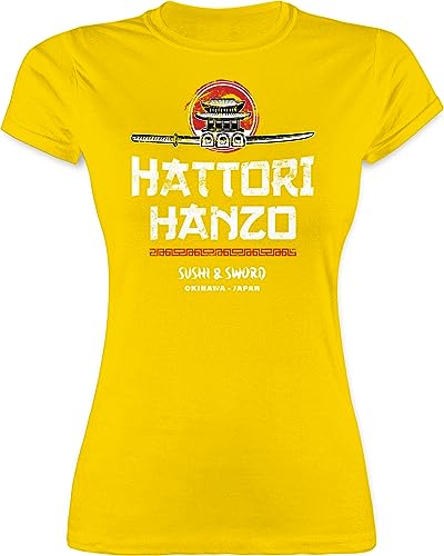 Shirt Damen - Nerd Geschenke - Hattori Hanzo Sushi & Sword Vintage - XL - Gelb - geekshirt zocker t-Shirt Geek t zocken Tshirt Gamer Shirts Nerds Tshirts Geeks t-Shirts nerdgeschenk Shirt: Gaming von Shirtracer