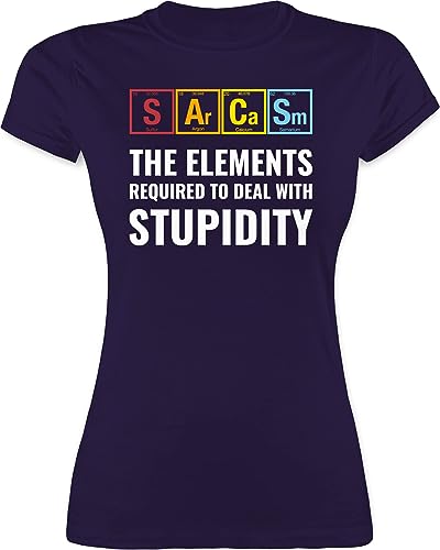 Shirt Damen - Nerd Geschenke - Sarcasm - The Elements Required to Deal with Stupidity - L - Lila - Geschenk zocker Gamer Computer für zocken Nerds Geschenkideen geekshirt nerdige Chemie Shirts von Shirtracer