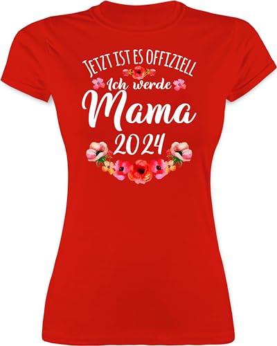 Shirt Damen - Offiziell Mama 2024 I Geschenk für werdende Mama - XL - Rot - mom Muttertag mütter Fuer Mutter Tag Geschenke Mami schöne Mutti Tshirt muttertags t muttertagsgeschenk Mum von Shirtracer