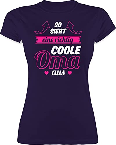 Shirt Damen - Geschenk - So Sieht eine richtig Coole Oma aus - weiß/Fuchsia - M - Lila - MADL Tshirt weimachtsgeschenke Funshirt Geschenke für groseltern t Shirts oma-sprüchen t-Shirt Beste omi von Shirtracer