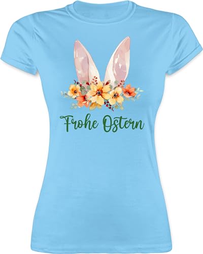 Shirt Damen - Oster Outfit - Frohe Ostern Hasenohren Osterüberraschung I Ostern Mini Geschenke Osterkleinigkeiten - M - Hellblau - Tshirt Oster-t-Shirt ostermotiv froh t-Shirt ostergeschenke von Shirtracer