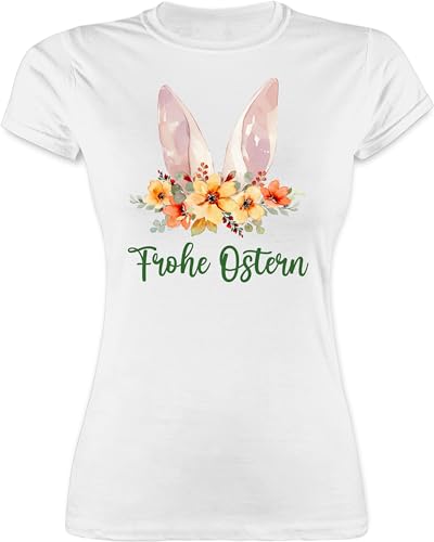 Shirt Damen - Oster Outfit - Frohe Ostern Hasenohren Osterüberraschung I Ostern Mini Geschenke Osterkleinigkeiten - L - Weiß - Tshirt Oster-t-Shirt ostermotiv froh t-Shirt ostergeschenke osterfest von Shirtracer