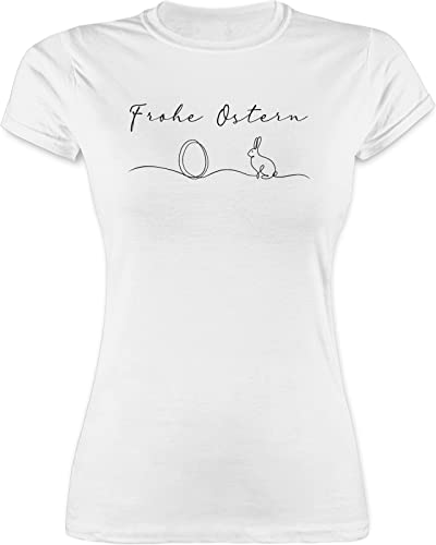 Shirt Damen - Outfit - Frohe Ostern Osterei Hase I Osterhase I Oster Hase - M - Weiß - t-Shirt Oster-t-Shirt ostermotiv Ostern￼ Tshirt ostergeschenke osterfest Shirts osteroutfit osterartikel t von Shirtracer