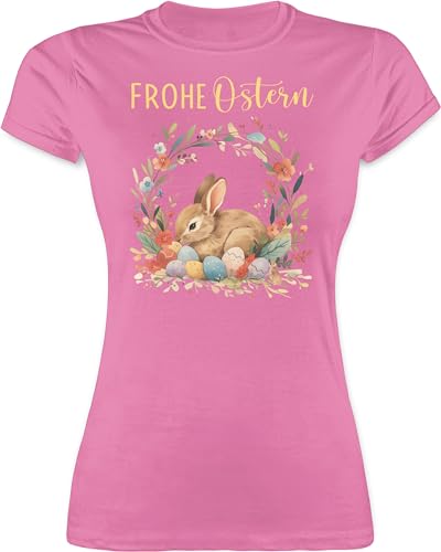 Shirt Damen - Oster Outfit - Ostergeschenk Frohe Ostern niedlicher Osterhase Osterüberraschung I Mitbringsel Ostern Mini Geschenke - S - Rosa - Oster-Tshirt Oster-t-Shirt ostermotiv Easter t-Shirt von Shirtracer