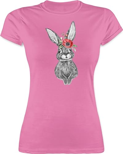 Shirt Damen - Hase I Kaninchen I Bunny I Häschen - XL - Rosa - t-Shirt Ostern osterhasen Rabbit Tshirt Osterhase Ostern￼ t Hasen hasenmotiv mit Motiv von Shirtracer