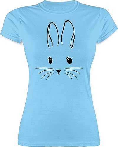 Shirt Damen - Oster Outfit - Hasen Kopf Simple I Hase einfach - L - Hellblau - Ostern Tshirt Oster-t-Shirt ostermotiv Bunny t-Shirt Ostergeschenk Freundin ostergeschenke osterfest Ostern￼ von Shirtracer