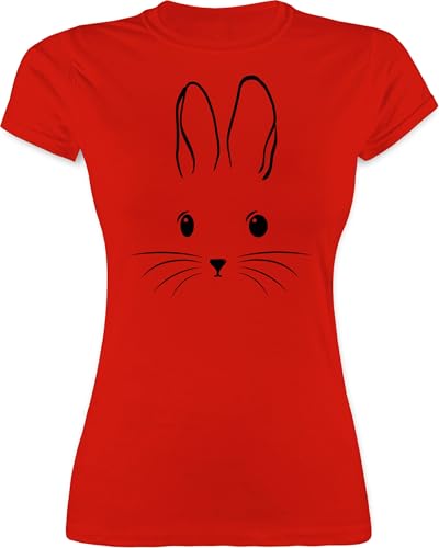 Shirt Damen - Oster Outfit - Hasen Kopf Simple I Hase einfach - L - Rot - Ostern Tshirt Oster-t-Shirt ostermotiv Bunny t-Shirt Ostergeschenk Freundin ostergeschenke osterfest Ostern￼ für Frauen t von Shirtracer