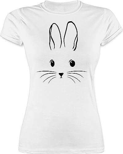 Shirt Damen - Oster Outfit - Hasen Kopf Simple I Hase einfach - M - Weiß - Ostern Tshirt Oster-t-Shirt ostermotiv Bunny t-Shirt Ostergeschenk Freundin ostergeschenke osterfest Ostern￼ für Frauen von Shirtracer