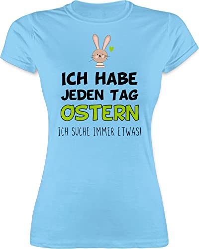 Shirt Damen - Outfit - Ich Habe jeden Tag Ostern Geschenk I Ostergeschenk I Osterhase I Oster Hase - L - Hellblau - Hasen Tshirt Oster-t-Shirt ostermotiv Bunny t-Shirt für ältere ostergeschenke von Shirtracer
