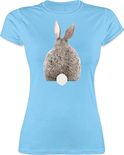 Shirt Damen - Ostern Hase I Hasen Oster Hasenmotiv I Osterhase - XL - Hellblau - osterhasen Ostern￼ t-Shirt häschen Kaninchen Tshirt mit Hasen-Hintern t Motiv von Shirtracer