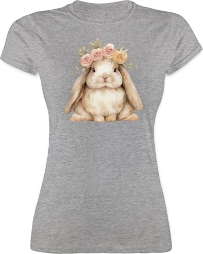 Shirt Damen - Süßer Hase Ostern I Osterhase Geschenke I Osterüberraschung I Oster Hase - XL - Grau meliert - t-Shirt osterhasen Hasen Tshirt häschen hasenmotiv Ostern￼ Shirts mit t Motiv von Shirtracer