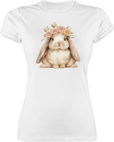 Shirt Damen - Oster Outfit - Süßer Hase Ostern Osterhase Geschenke Osterüberraschung - XL - Weiß - Oster- t ostergeschenke ostershirt osterngeschenke Happy Easter osterhasen ostermitbringsel von Shirtracer