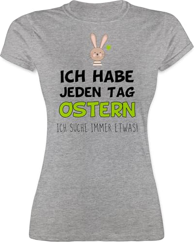 Shirt Damen - Outfit - Ich Habe jeden Tag Ostern Geschenk I Ostergeschenk I Osterhase I Oster Hase - M - Grau meliert - Hasen Tshirt Oster-t-Shirt ostermotiv Bunny t-Shirt für ältere von Shirtracer