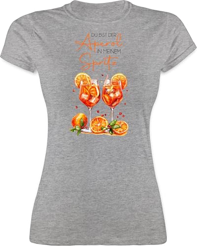 Shirt Damen - Pärchen - Du bist der Aperol in Meinem Spritz | Accessoires Aperol Spritz Geschenk Italien Geschenke Alkohol - XL - Grau meliert - lustige Tshirts Paar Spritz￼ t-Shirt Tshirt von Shirtracer