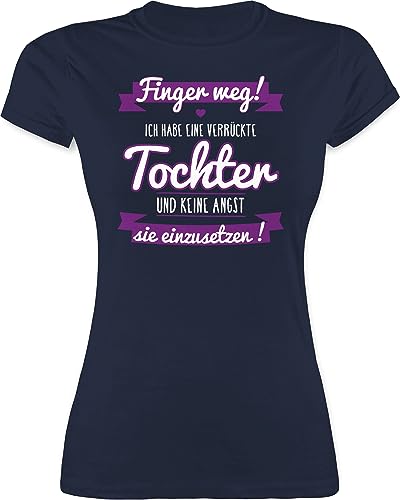 Shirt Damen - Partner-Look Familie Mama - Ich Habe eine verrückte Tochter lila - M - Navy Blau - Frauen Tshirt t-schirt sprüche mit sprüchen t schirt Spruch t-Shirt t-Shirts lustig Shirts lustige von Shirtracer