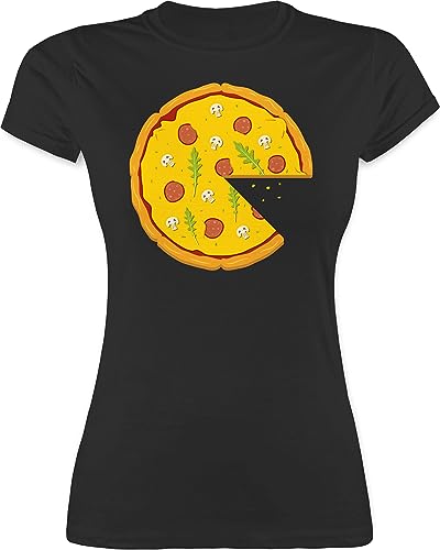 Shirt Damen - Partner-Look Pärchen - Pizza Partner Teil 1 - L - Schwarz - Tshirt Paare Partnerlook Tshirts Familien Look t-Shirts Shirts für sie und ihn Paar t-Shirt Partner￼￼ Mama leiberl von Shirtracer