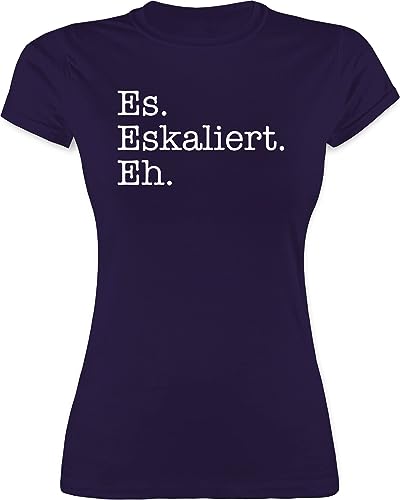 Shirt Damen - Party & Alkohol - Es eskaliert eh - S - Lila - Tshirt Mallorca Outfit Frauen Tshirts Malle t-Shirts t-Shirt für Shirts Kurzarm t tischert alkoholiker tailliert mädels Oberteile Modus von Shirtracer