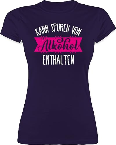 Shirt Damen - Party & - Kann Spuren von Alkohol enthalten - L - Lila - t-Shirts Malle Frauen Tshirt t- Shirts Mallorca trinkspruch t Outfit t-Shirt Tshirts tischirt. für Frau Motto Trinken von Shirtracer