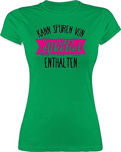 Shirt Damen - Party & - Kann Spuren von Alkohol enthalten - Vintage - M - Grün - Sauf Tshirt Trink sprüche Frauen Shirts Outfit t Trinken t-Shirt trinksprüche Tshirts Malle t-Shirts Mallorca von Shirtracer