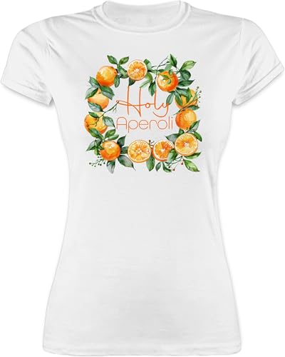 Shirt Damen - Party & Alkohol - Holy Aperoli | Holy Aperoly | Merchandise Aperol | Aperol Spritz | Aperol Kostüm | Aperol Fasching | Aperol Karneval | Aperol Accessoires - XXL - Weiß - Partyshirt von Shirtracer