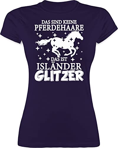 Shirt Damen - Pferde - Das sind Keine Pferdehaare - Das ist Isländer Glitzer - M - Lila - Geschenk für pferdeliebhaber mit Pferd with Horses reitsachen reitersachen sprüche Mode Schrift über von Shirtracer