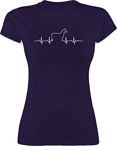 Shirt Damen - Pferde - Herzschlag Pferd - M - Lila - t-Shirt Frauen reitklamotten pferdeshirts reitsachen Shirts reitshirt für reiten Geschenk t-Shirts Tshirt Reiter t pferdebesitzer Oberteil Frau von Shirtracer