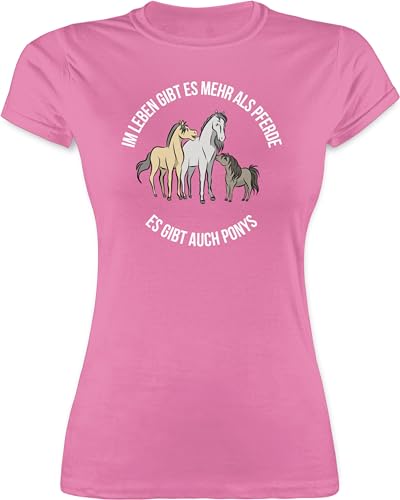 Shirt Damen - Im Leben gibt es mehr als Pferde - XL - Rosa - Geschenk mit pferden Shirts Frauen reitklamotten Horses t-Shirt tailliert Pferd+Shirt reitsachen Tshirt reitbekleidung reitersache von Shirtracer