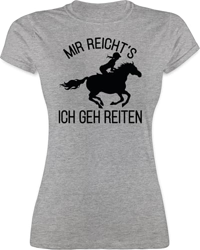 Shirt Damen - Pferde - Mir reichts ich GEH reiten - S - Grau meliert - pferdeshirts reitklamotten pferdeliebhaber Horse Tshirt reittshirts t-Shirt Frauen Pferd pferdespruch Reiterin Shirts von Shirtracer