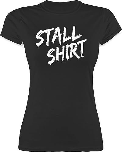 Shirt Damen - Pferde - Stallshirt Distressed - L - Schwarz - reitklamotten pferdeliebhaber stall Funshirts für Frauen pferdeshirts sprüche Pferd Tshirt reitbekleidung reiten t-Shirt reitkleidung von Shirtracer