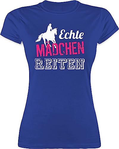 Shirt Damen - Pferde - Echte Mädchen reiten - XXL - Royalblau - pferdeshirts reitklamotten pferdeliebhaber Horses Oberteile reiterzubehör t-Shirt Frauen Pferd pferdespruch reiterinnen Tshirt von Shirtracer