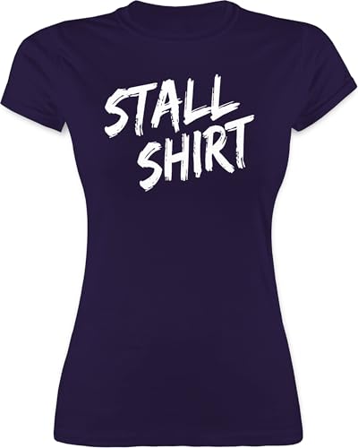 Shirt Damen - Pferde - Stallshirt Distressed - S - Lila - reitklamotten pferdeliebhaber stall Funshirts für Frauen pferdeshirts sprüche Pferd Tshirt reitbekleidung reiten t-Shirt reitkleidung von Shirtracer