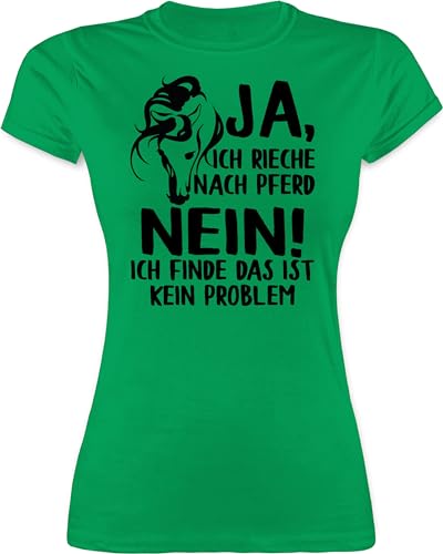 Shirt Damen - Pferde - Ja, ich rieche nach Pferd - Nein! Ich finde das ist kein Problem - schwarz - L - Grün - reitklamotten pferdeliebhaber Tshirt pferdeshirts reiten t-Shirt reitbekleidung von Shirtracer