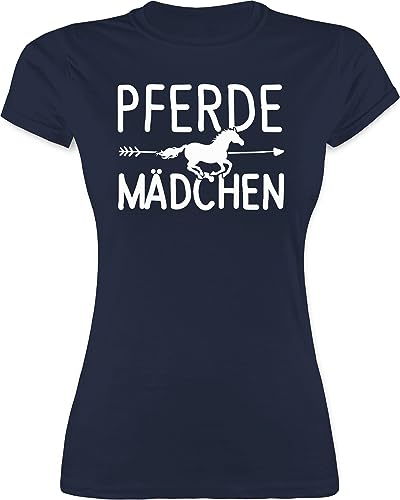 Shirt Damen - Pferde Mädchen - Pferdemädchen - XL - Navy Blau - reitshirt, reitklamotten pferdeliebhaber fjordis Funshirts für Frauen reitshirt pferdeshirts Pferd ich GEH Tshirt reittshirts von Shirtracer