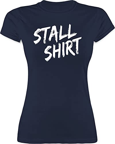 Shirt Damen - Pferde - Stallshirt Distressed - S - Navy Blau - reitklamotten pferdeliebhaber stall Funshirts für Frauen pferdeshirts sprüche Pferd Tshirt reitbekleidung reiten t-Shirt reitkleidung von Shirtracer